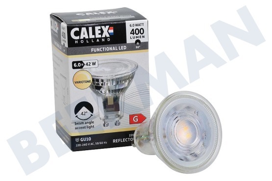 Calex  1301001300 Bombilla LED SMD GU10 6W, Variotone 2200-3000K