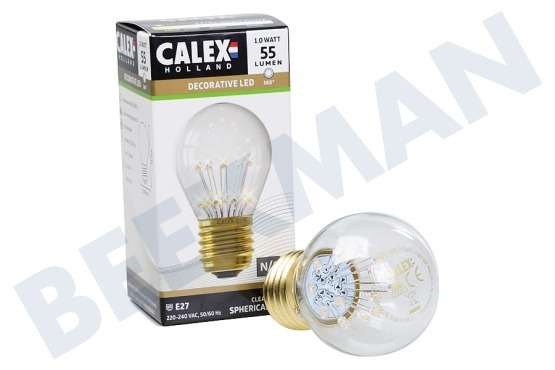 Calex  1301004400 Calex Pearl Lámpara de bola LED 240 V, 1,0 W, E27 P45, 14 LED