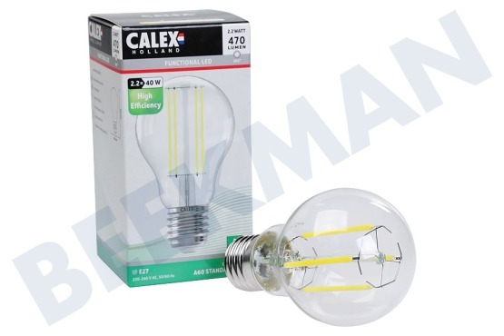 Calex  1101009200 Filamento recto de alta eficiencia transparente E27 2,2 vatios