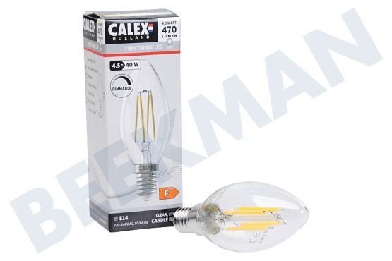 Calex  1101006700 Vela LED B35 Filamento recto transparente E14 4,5 Watt