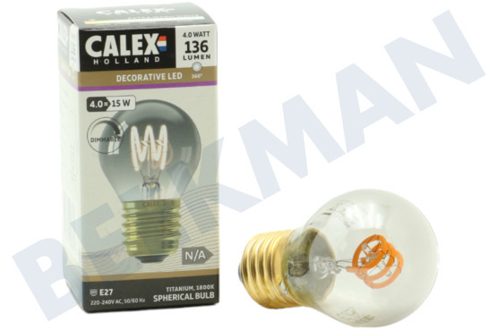 Calex  1001002300 Bola LED P45 Titanio Flex Filamento Regulable E27 4,0 Watt