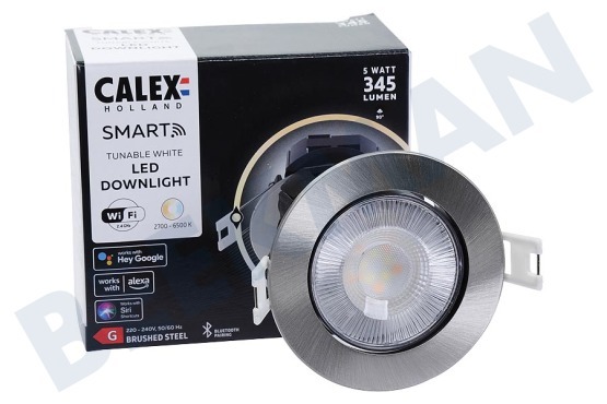 Calex  429276 Downlight Smart Wifi CCT, acero inoxidable cepillado