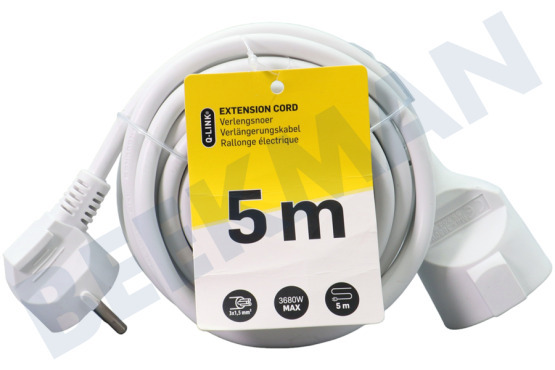 Exin  Cable 3x1,5mm2 16A, blanco con tierra de seguridad 5 metros