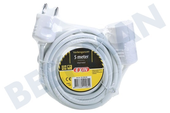 ETM  Cable 2x1mm2 2500 Watt, blanco 5 metros