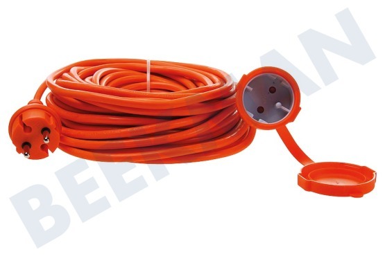 Exin  Cable de extensión naranja con solapa, resistente a salpicaduras IP44