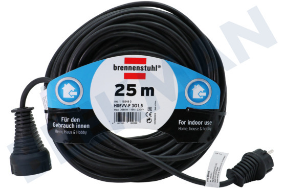 Brennenstuhl  Cable 3G 1,5 mm2 25 metros Negro 3680 Watt, 16A