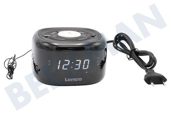 Lenco  CR-12BK Radio reloj FM con lámpara de noche negra