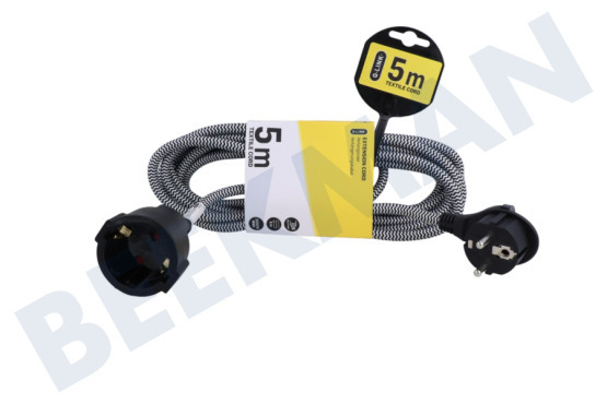 Q-Link  Cable alargador textil con conector plano, 5 metros