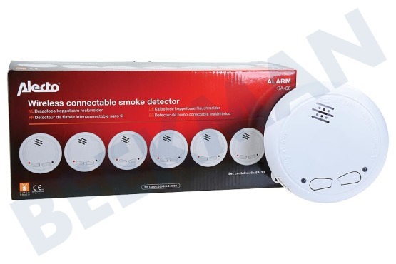 Universeel  SA-66 Detector de humo conectable, 6 piezas