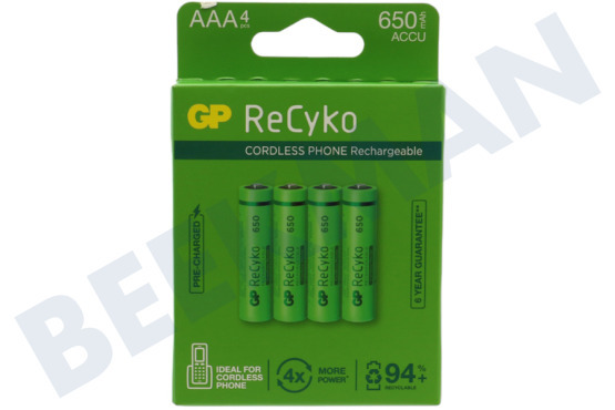 GP  LR03 ReCyko+ AAA 650 - 4 pilas recargables