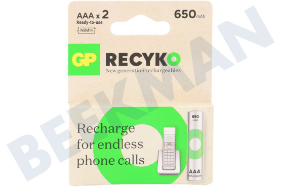 GP  LR03 ReCyko + AAA 650 - 2 baterías recargables