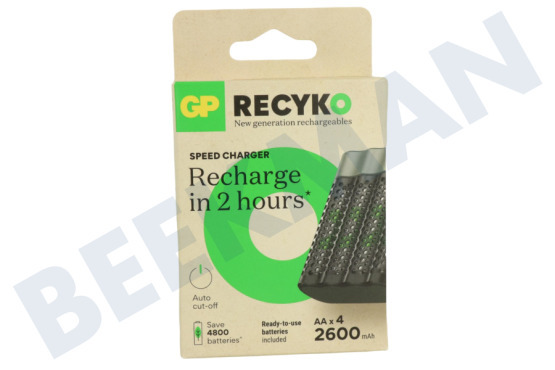 GP  M451 Cargador de batería USB Recyko 4x AA 2600mAh