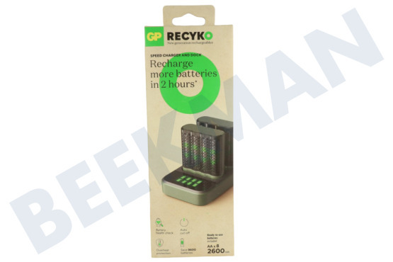 GP  M451 Cargador de batería USB Docking Station Recyko 8x AA 2600mAh