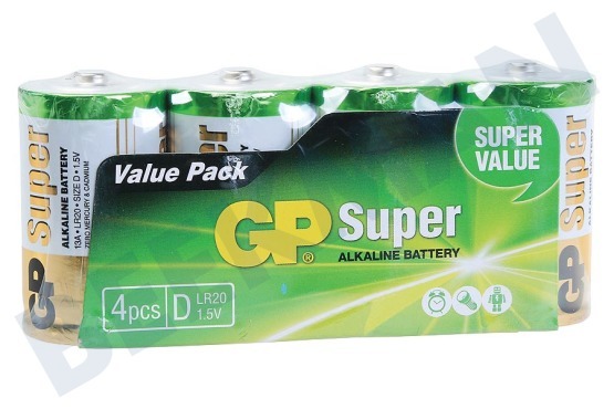 GP  Super Alkaline D Mono 1.5 Volt, 4 piezas
