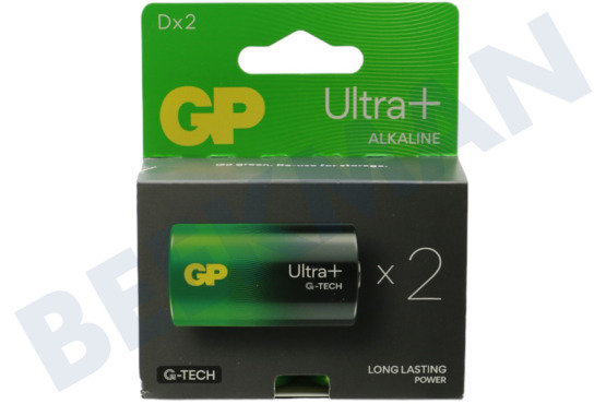 GP  LR20 Batería D GP Alcalina Ultra Plus 1,5 Voltios, 2 piezas