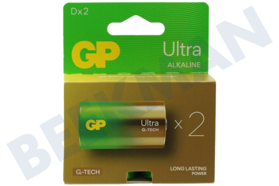 GP  LR20 Batería D GP Alcalina Ultra 1,5 Voltios, 2 piezas