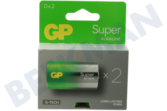 GP  LR20 Batería D GP Super Alcalina 1,5 Voltios, 2 piezas
