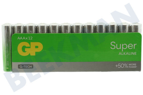 GP  LR03 Pila AAA GP Super Alcalina Multipack 1,5 Voltios, 12 piezas