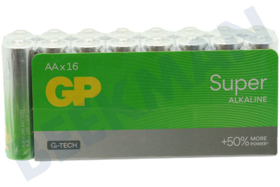 GP  LR06 Pila AA GP Super Alcalina Multipack 1,5 Voltios, 16 piezas