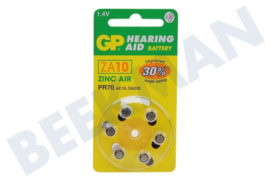 GP  ZA10 Baterías para audífonos ZA10 - 6 pilas de botón