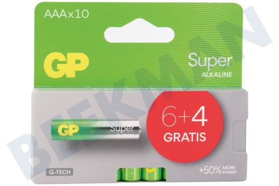 GP  LR03 Pilas AAA GP Super Alcalinas Multipack 1,5 Voltios, 6 con Gratis