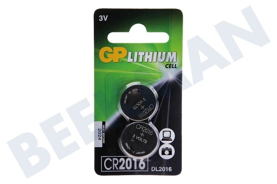 GP  CR2016 Pila Pila de botón Litio 3 Voltios, 2 Piezas