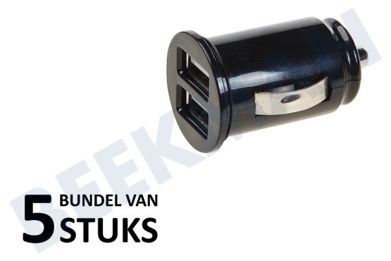 Universeel  Cargador de coche USB Doble 5 voltios, 2,1 A, negro