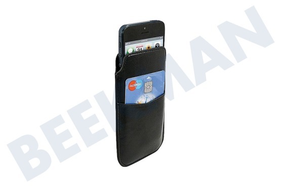 HTC  Sleeve Case Cuero, 1 ranura para tarjeta de crédito con lengüeta, Negro