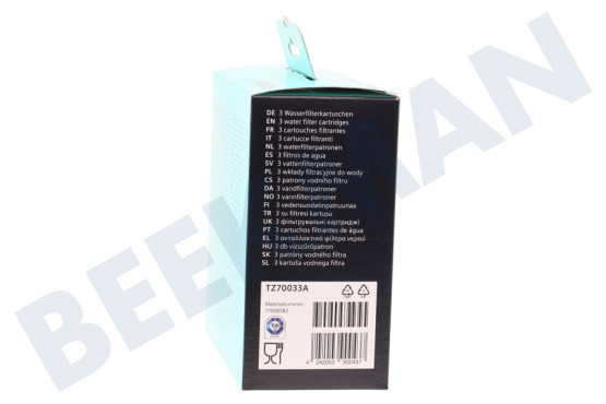 Siemens Cafetera automática TZ70033A Filtro de agua serie EQ, 3 piezas