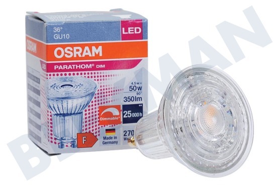 Osram  4058075608337 Lámpara reflectora Parathom GU10 PAR16 4.5 Watt, Regulable
