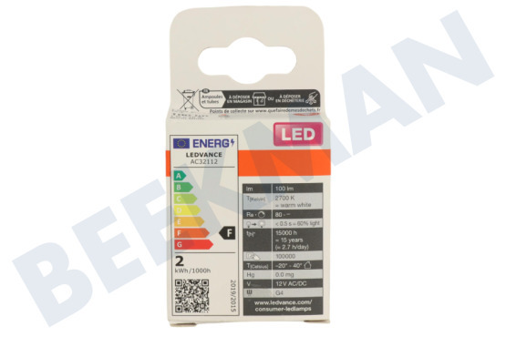 Osram  4058075523098 LED Pin Micro 10 G4 1,0 vatios, 2700K