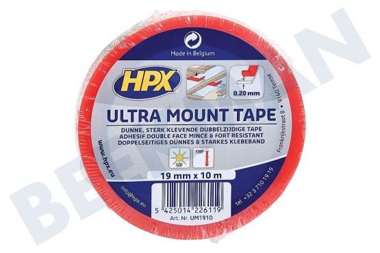 HPX  UM1910 Ultra Mount Transparente 19 mm x 10 metros