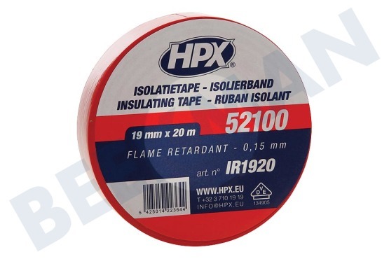 HPX  52100 PVC Cinta de aislamiento de 19 mm Rojo x 20m