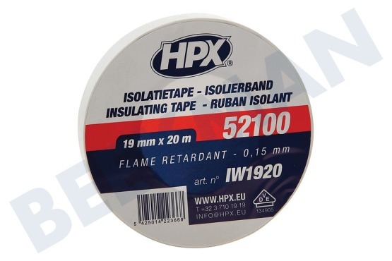 HPX  52100 PVC Cinta de aislamiento de 19 mm Blanco x 20m