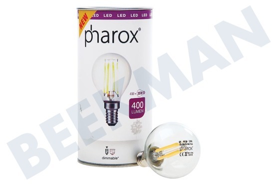 Pharox  Lámpara LED Lámpara de Bola LED P45 Transparente Regulable