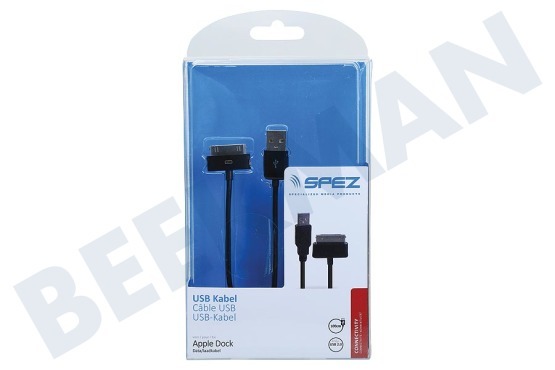 Spez  Cable USB Conector Apple Dock, 100 cm, negro