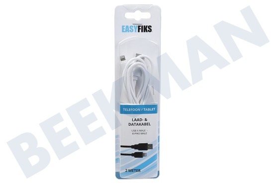 Easyfiks  Cable de datos y carga USB de 8 pines 200 cm Blanco