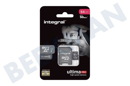 Integral  INMSDX64G10-90U1 Ultima Pro 64GB Clase 10 Micro SDHC 90MB / s