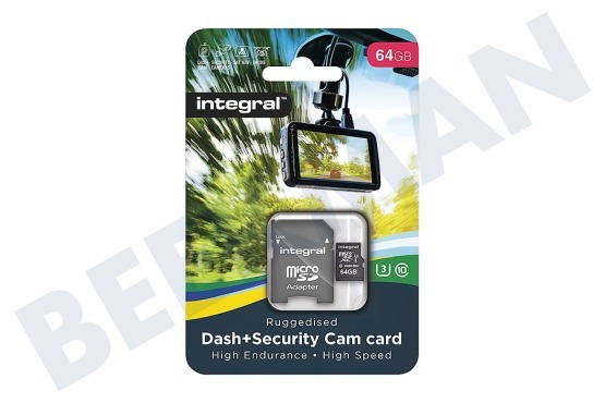 Integral  INMSDX64G10-DSCAM 64GB + Dash cámara de seguridad MicroSDHC tarjeta Clase 10