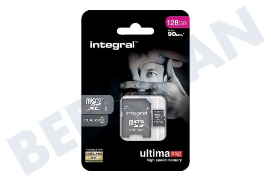Integral  INMSDX128G10-90U1 Ultima Micro Micro SDHC Class 10 128GB 90MB / s
