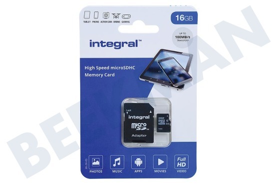 Integral  Tarjeta micro SDHC de alta velocidad V10 de 16 GB