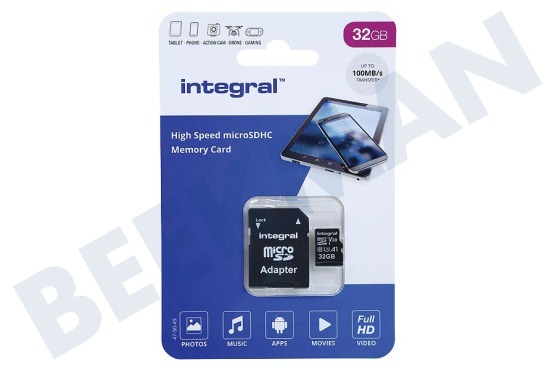 Integral  Tarjeta micro SDHC de alta velocidad V10 de 32 GB