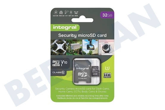 Integral  INMSDH32G10-SEC Micro SD de seguridad de 32 GB 4K V30 UHS-1U3 A1 Clase 10