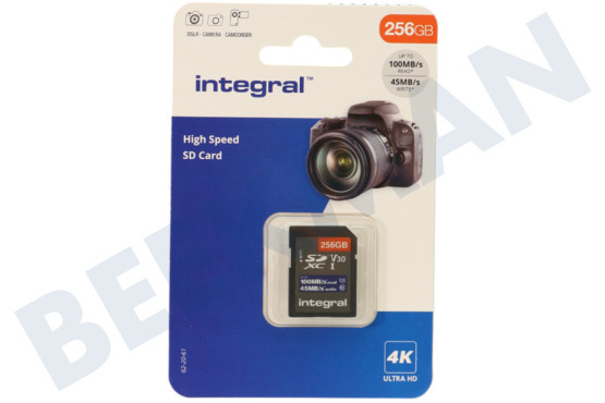 Integral  INSDX256G-100V30 Tarjeta SD de Alta Velocidad 256GB 100 MB/S SDHC/XC V30 UHS-I U3