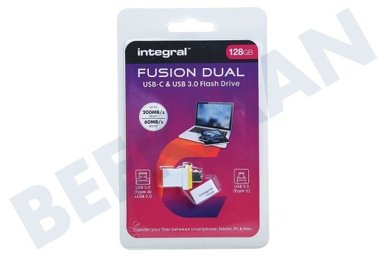 Integral  Fusion Dual Flash Drive USB-C y USB 3.1 Gen 1 128GB