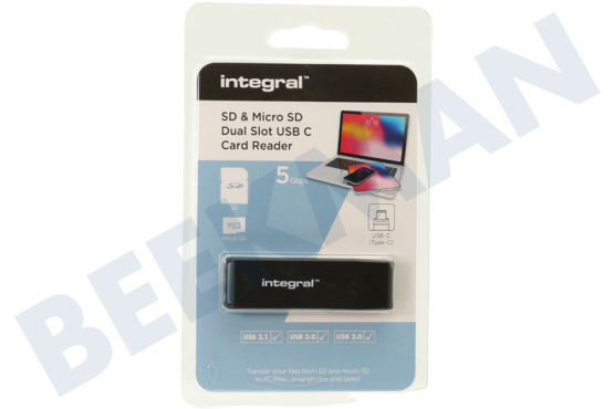 Integral  INCRSDMSD3-0-C SD y Micro SD de doble ranura USB-C