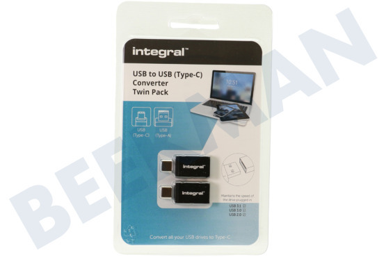 Integral  INADUSB3.0ATOCTW USB -> Convertidor USB tipo C, paquete doble