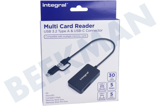 Integral  Lector de tarjetas USB 3.2 GEN1 USB-A / USB-C SD MSD CF MS