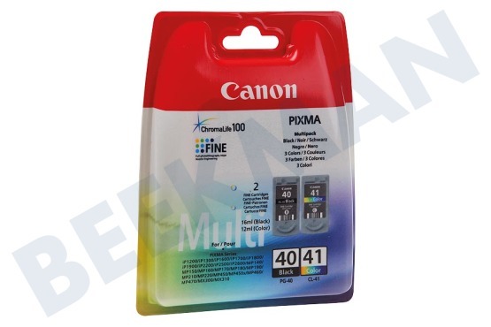 Canon Impresora Canon PG 40 + CL 41 Cartucho de tinta PG 40 CL 41 Multipack Color Negro