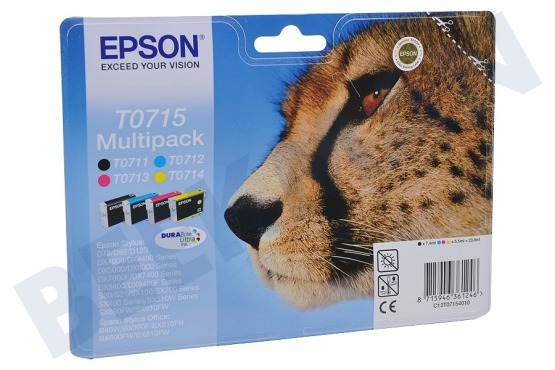 Epson Impresora Epson Cartucho de tinta T0715 Paquete múltiple BK/C/M/Y